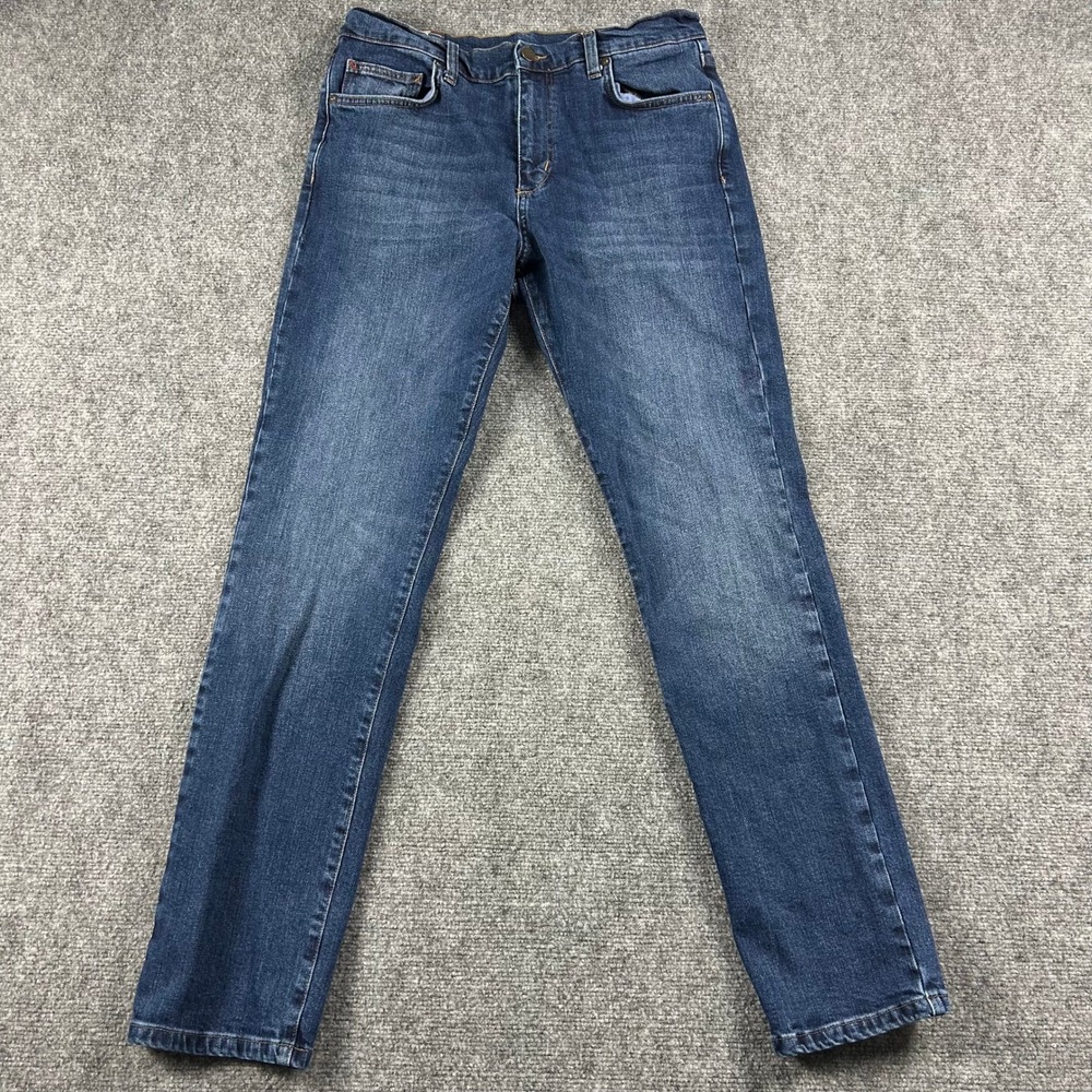 Marine Layer Straight Jeans Mens 34x32‎ Blue Cotton Stretch Denim Casual Pants